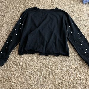 black cropped sweatshirt with beads